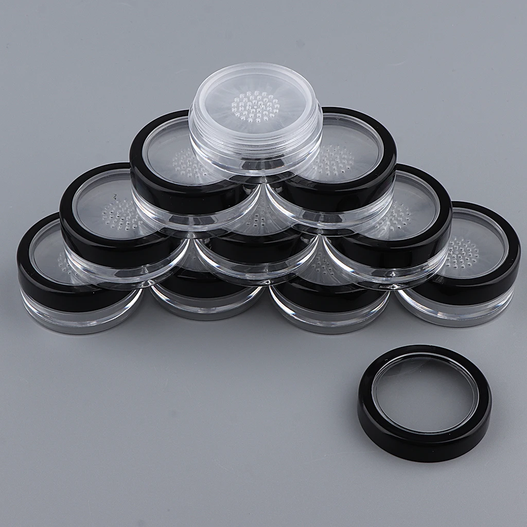 10pcs/kit Empty Loose Powder Container Cosmetic Make-up Loose Powder Box Case Holder with Sifter Lids,Nontoxic PP Plastic Box