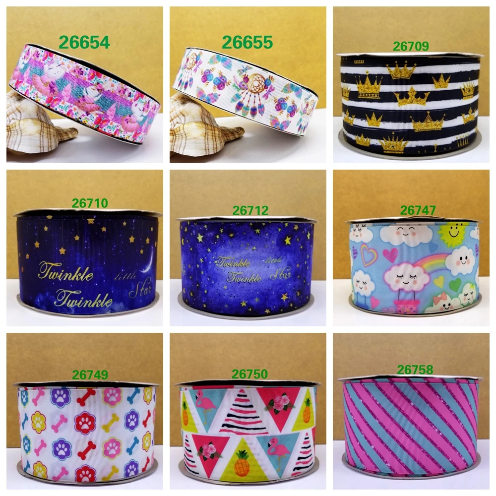 

Free shipping 2018 new arrival 50yards cartoon printed grosgrain ribbons 26655
