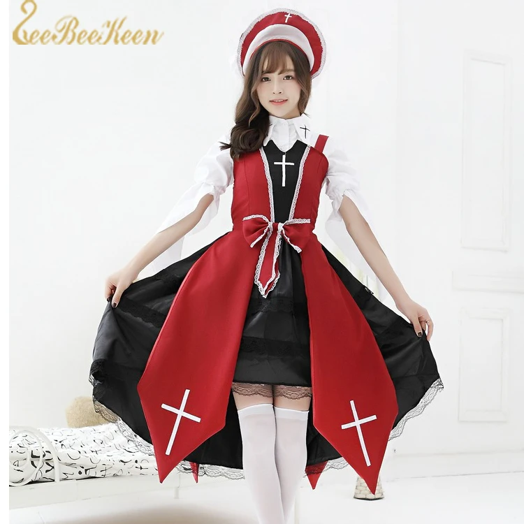 

Cross Lolita Witch Dress For girls lolita Jsk cosplay Costume Black/red Gothic Retro Style Women Black Lolita Dress lolita doll