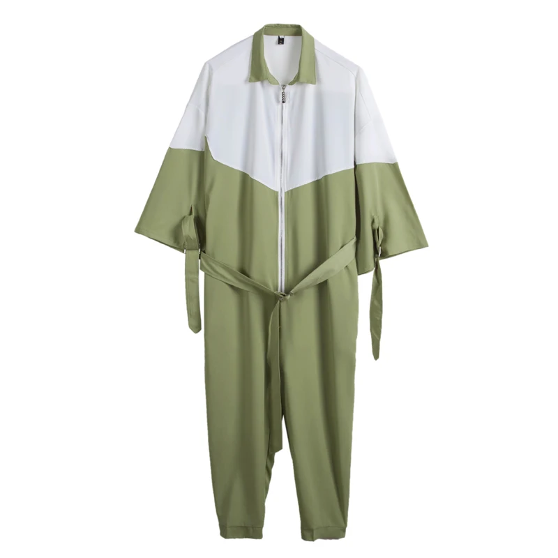 

Male Streetwear Hip Hop Harem Overall Pants Tracksuit Trousers Men Fashion Casual Spliced Loose Long Sleeve Jumpsuits Pant