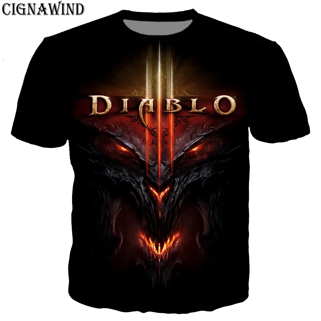 Новинка, футболка в стиле Харадзюку для мужчин/женщин,, игра Diablo 3 Reaper of Soul, футболки с 3D принтом, Повседневная футболка в стиле хип-хоп, уличная одежда, топы