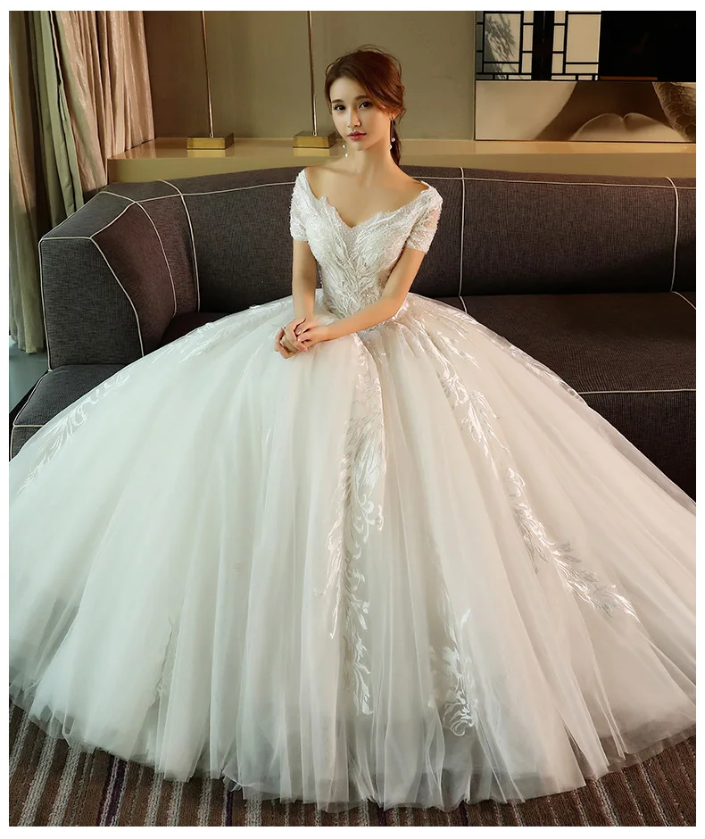Роскошное кружевное платье принцессы с вышивкой Vestido De Novias длинный поезд винтажные Свадебные платья Bryllupskjole
