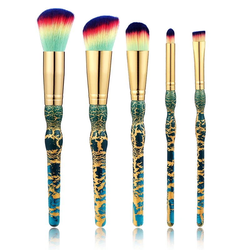 

Embossed Crack Paint Makeup Brushes Colorful Fiber Hair Wooden Handle Brush Make up Tool Blush Foundation Eyeshadow Brushes