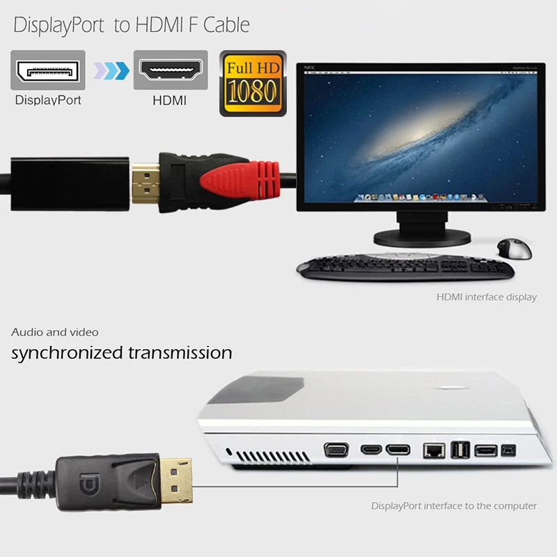 JCKEL активный DP Display port to HDMI 1 4 адаптер 1080P Port Switcher Мужской Женский конвертер кабель