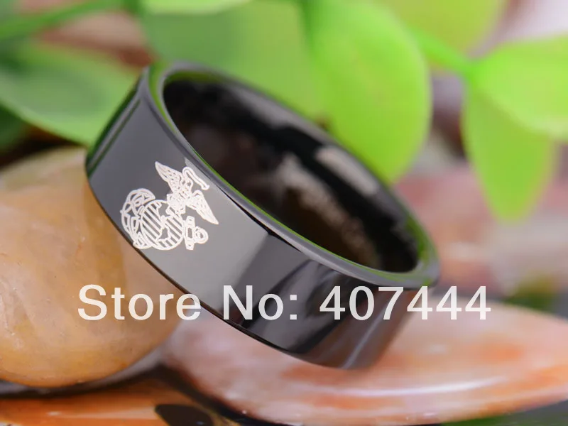 Free Shipping YGK JEWELRY Hot Sales 8MM Black Pipe Military Army Marines New Mens Tungsten Carbide Wedding Ring | Украшения и