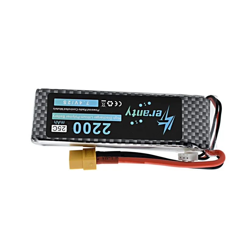Günstige High Power 2S 7,4 v 2200mAh 25 35C LiPo Batterie XT60 T JST EC3 Stecker 7,4 v Wiederaufladbare Lipo Batterie Für RC Auto Flugzeug Hubschrauber