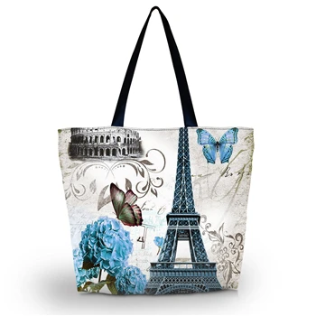 Большая мягкая складная женская сумка-тоут с бабочкой, многоразовая сумка через плечо, сумка для переноски, эко-друг, сумка-тоут - Цвет: Слоновая кость