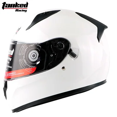 Tanked гоночный мотоциклетный Полнолицевой шлем с двойным объективом противотуманный мотоциклетный шлем для мотокросса защитный шлем Casco Capacete ECE - Цвет: White