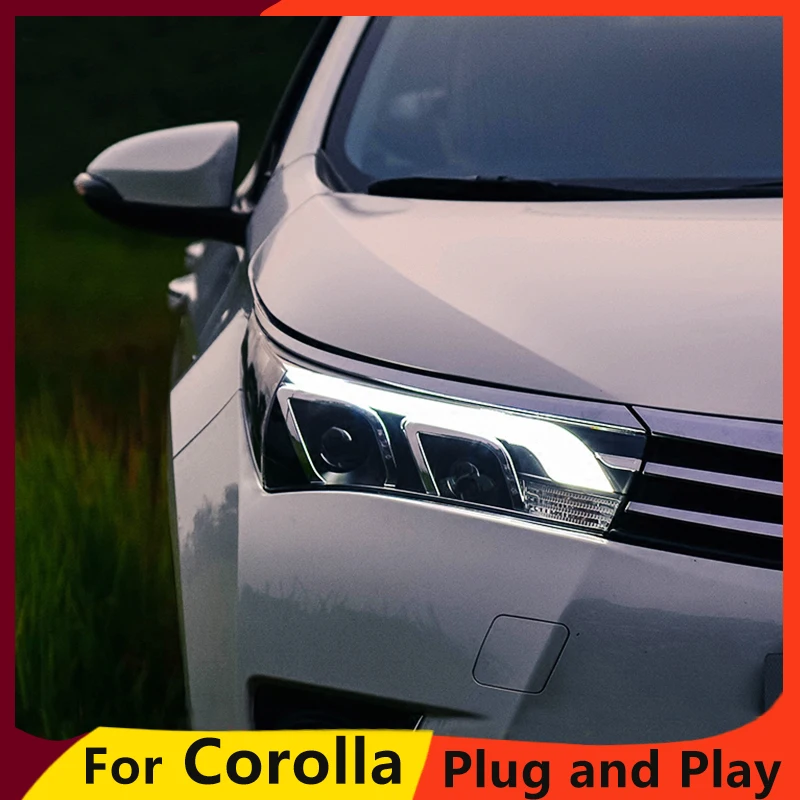 KOWELL автомобильный Стайлинг для Toyota Corolla фары- Altis светодиодный фары DRL Биксеноновые линзы Высокий Низкий луч парковка противотуманная фара