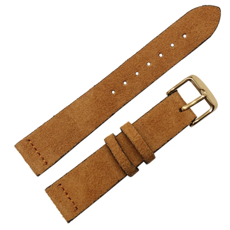 Light brown Браслет из натуральной замши 16 18 19 20 22 24 мм ремешок для часов мягкий армейский зеленый коричневый хаки ремешок с пряжкой ремешок для часов - Цвет ремешка: Light brown