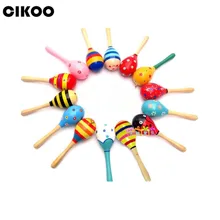 CIKOO 1pc Colorful Wooden Maracas Baby Child Musical Instrument Rattle Shaker Party Children Gift Toy free