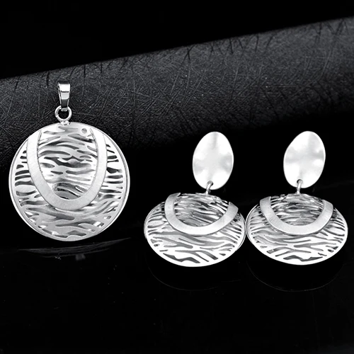 Солнечный ювелирные изделия классический круглый Moon комплекты украшений для женщин колье серьги Кулон Ювелирные наборы для вечерние подарок на помолвку или на свадьбу - Окраска металла: Earrings Pendant