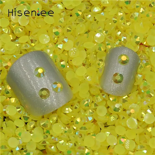 Citrine AB Gold Rose Jelly AB Nail Art Rhinestones 2mm AB Shiny Resin Jelly Gems UV Gel 3D Nail Art Decorations Charm Manicure Bead Glitter - Цвет: Citrine AB