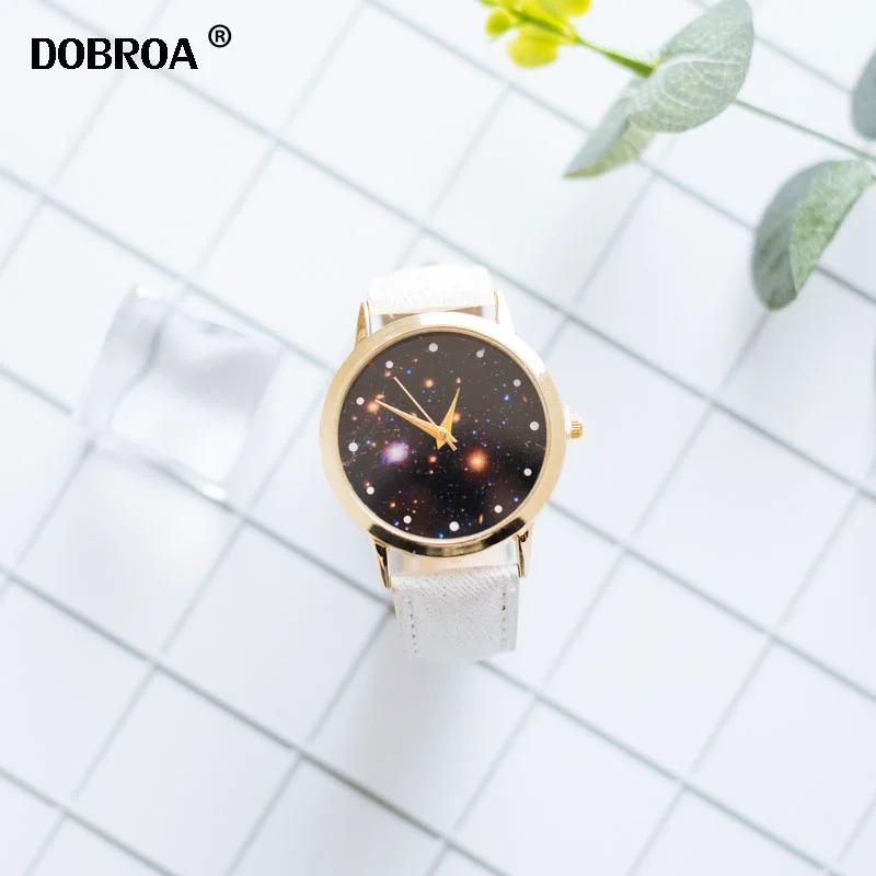 Relogio Masculino Reloj Mujer Сияющий циферблат кожаный ремешок из металла мода Малый Повседневный ремень для часов для мужчин леди звездное небо