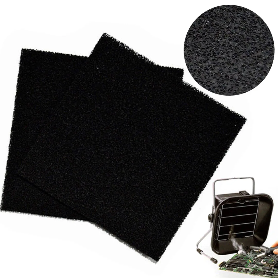 5pcs Activated Carbon Filter Sponge Solder Smoke Absorber ESD Fume Extractor 13*13*1cm Black Polyurethane Activated Carbon Foam