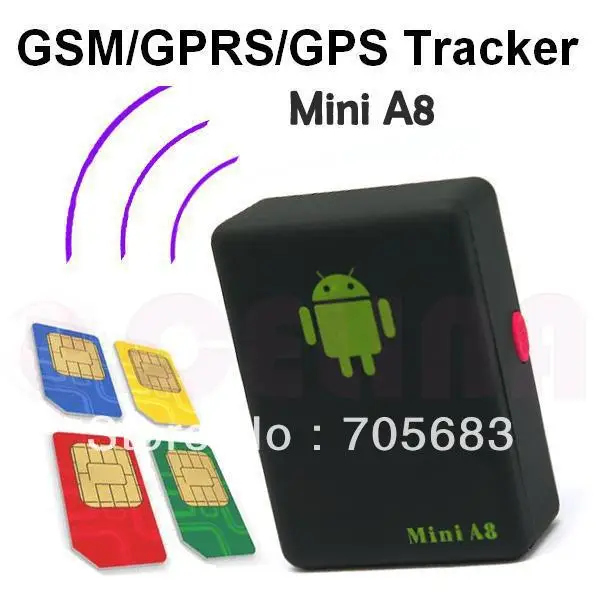 GSM GPRS Position Tracker Mini A8 GSM/GPRS/GPS Track through both PC& Smartphone APP ,For