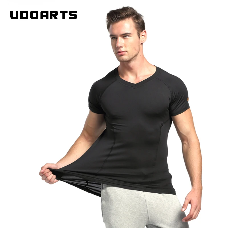 Udoarts сжатия Футболка(v-образным вырезом