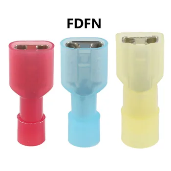 

FDFN1.25-250 2-250 5.5-250 NYLON brass Female Insulated Spade joint Cable Wire Connector 100PCS suit 0.5-1.5 1.5-2.5 4-6mm2