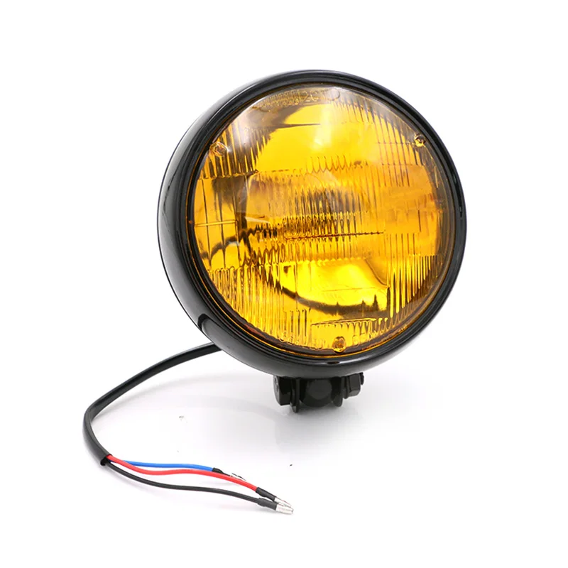 Универсальный скутер модная круглая фара DC 12 V мотоцикл винтажная фара высокого качества передняя фара двигателя - Цвет: Picture color