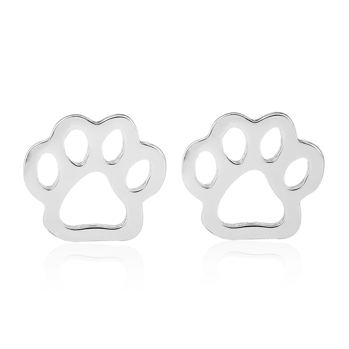 Fashion Cute Dog Paw Print Stud Earrings Hollow Sliver Gold Rose Gold Color Ear Stud Elegant Simple Jewelry Gifts For Women