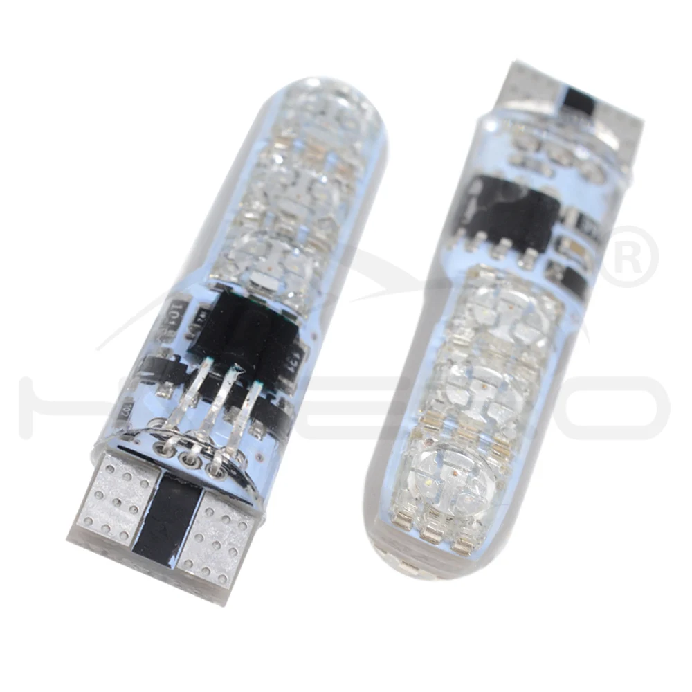 Hviero 2X T10 Silica Gel RGB w5w LED with Remote Controller RGBW 501 194 168 6SMD 5050 Strobe Car Wedge Side Light DC 12V Car Bulbs