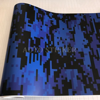 

50cmX200cm/300cm Blue Black Digital Military Camo Film With Air Bubble Free Motorcycle Car Adhesive Camouflage Vinyl Wrap