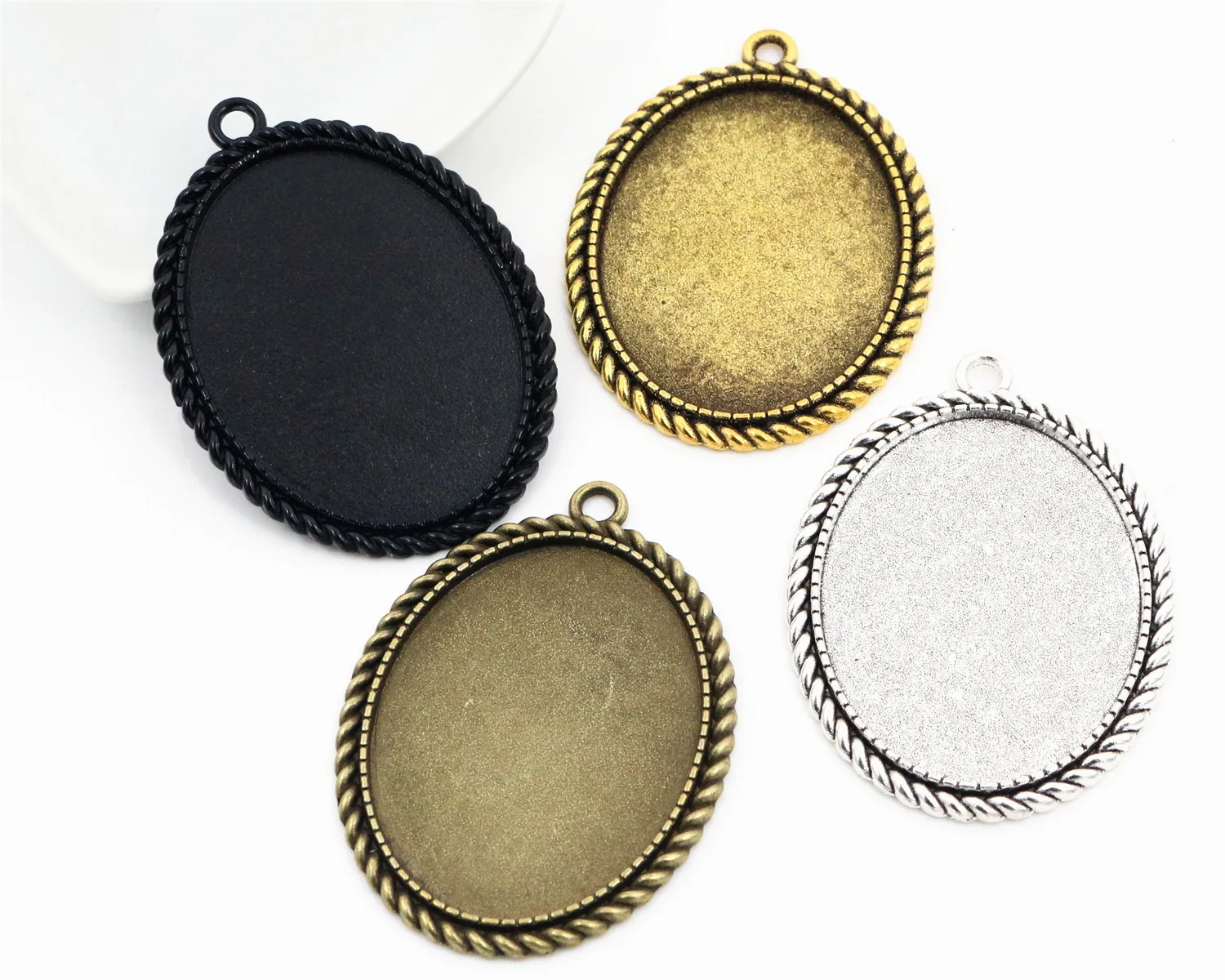 

New Fashion 5pcs 30x40mm Inner Size 4 Colors Plated Simple Style Cabochon Base Setting Pendant