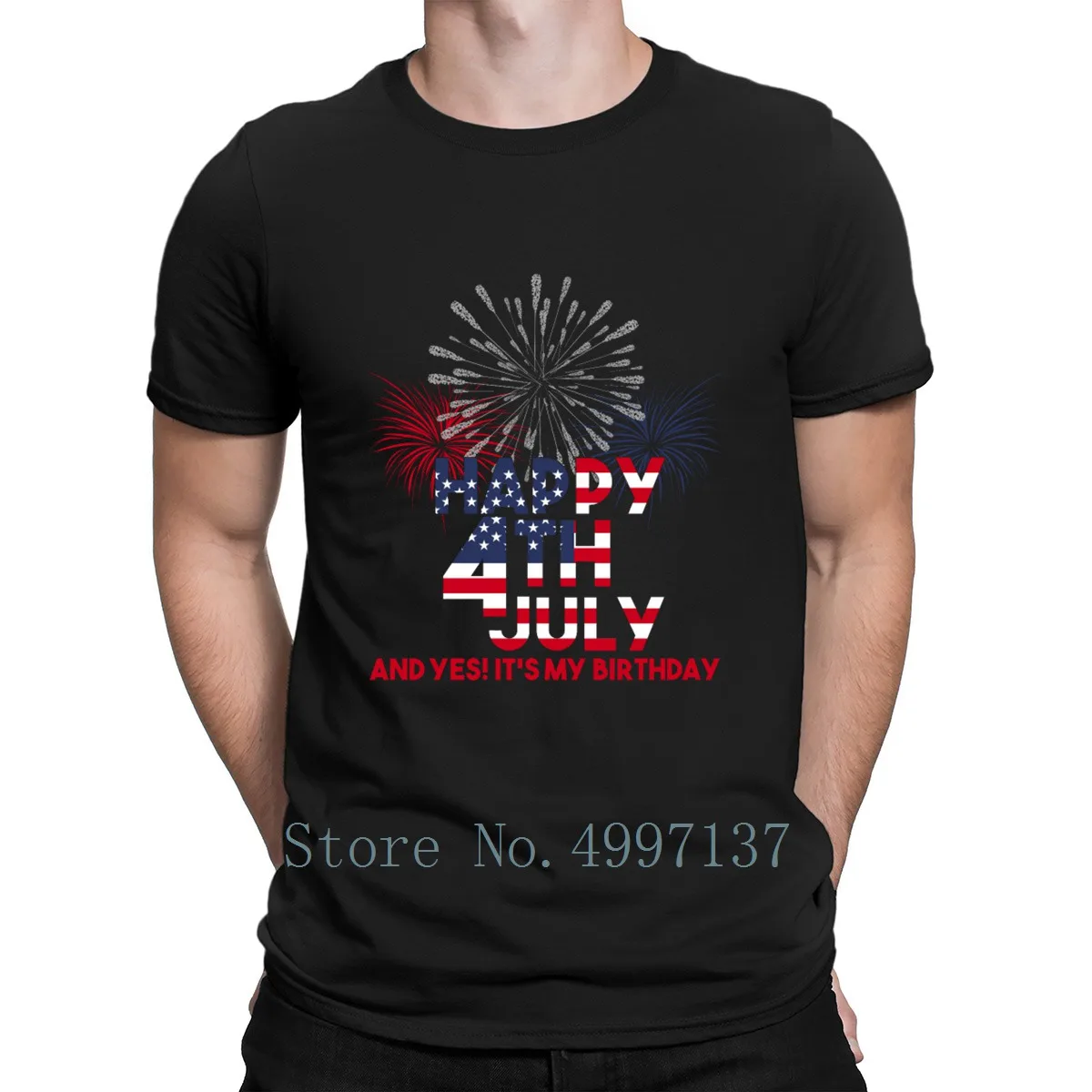 Американская футболка с надписью Happy 4 Of July And Yes It's My Birthday | Мужская одежда
