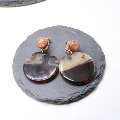 brown mixed Browm зеленый смешанный резиновый круглый сладкий элегантный клипсы - Окраска металла: brown mixed