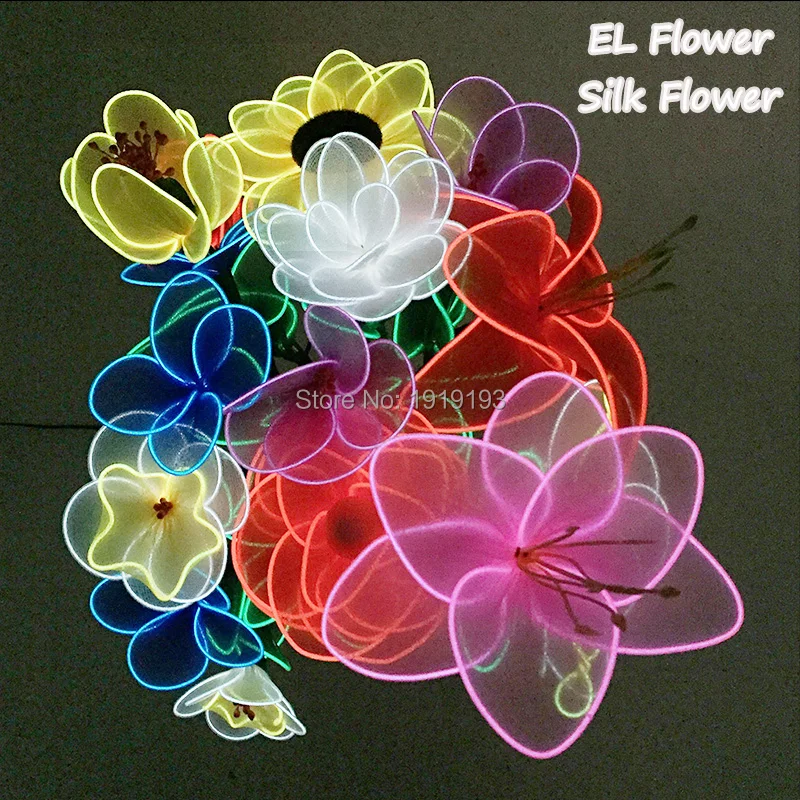 12 Stype Glittery Neon LED Viridulum Hana Holiday lighting light silk flower Sparkling EL wire Flower for wedding,Party Supplies 12 Stype Glittery Neon LED Viridulum Hana Holiday lighting light silk flower Sparkling EL wire Flower for wedding,Party Supplies