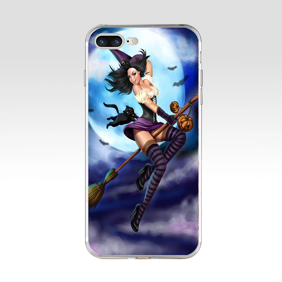 167AQ Мультфильм Хэллоуин ведьма Мягкий ТПУ силиконовый чехол для Apple iPhone 6 6s 7 8 plus