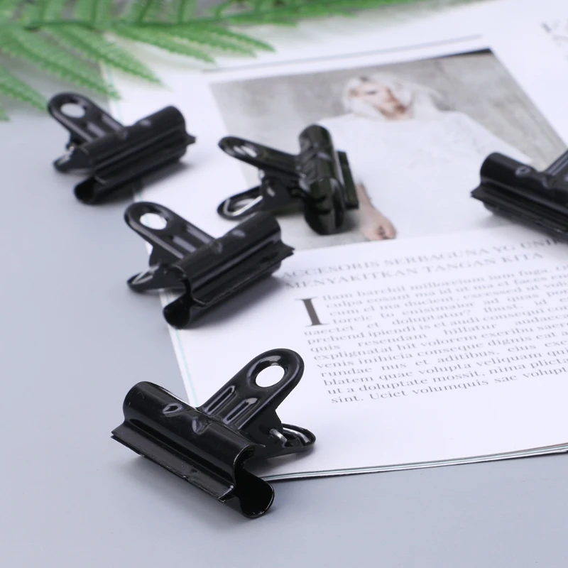 5Pcs Black Metal Binder Clips File Paper Clip Photo Stationary Office Supplies
