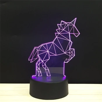 

LED 3D Unicorn Sky Horse NightLight Acrylic Night Lamp Light Luminary With Touch And Remote Lamps Lights Pure Love Decoration