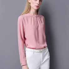 Шелк креп рубашка чистый натуральный шелк ткань женская рубашка Desigual простой цвет офисный женский стиль