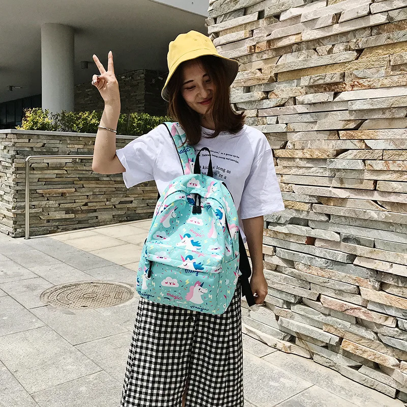 Женский рюкзак,, Оксфорд, единорог, Harajuku, модный, вместительный, для женщин, школьные сумки для девочек-подростков, женский рюкзак, школьный рюкзак