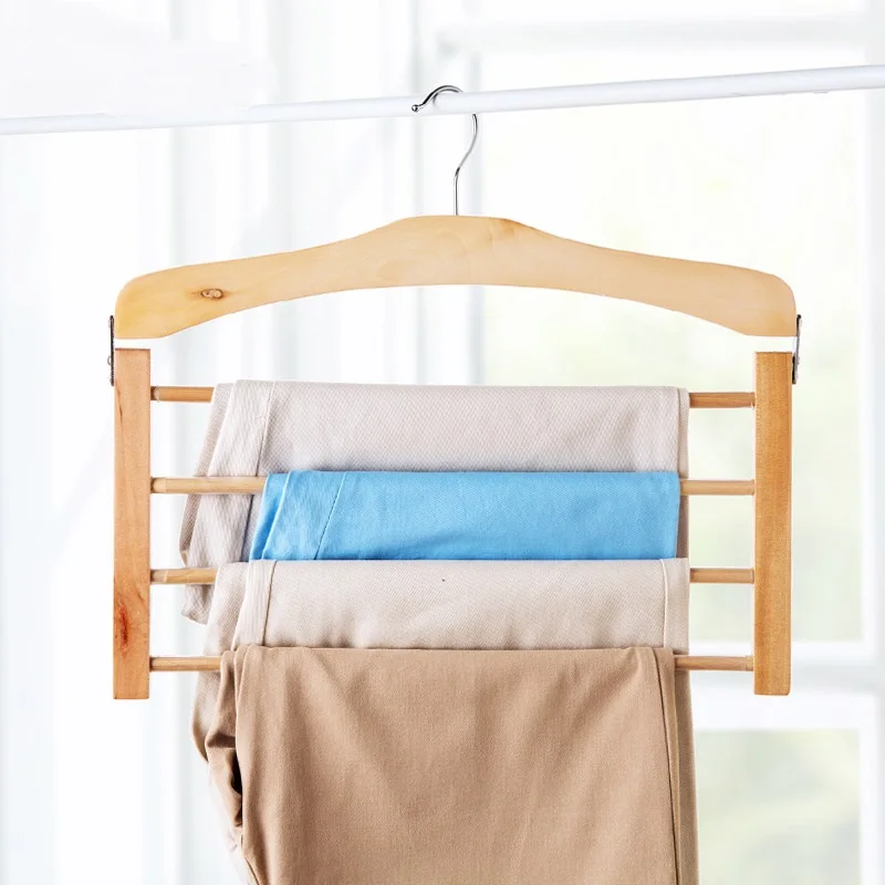 Wooden Multilayer Pants Multifunction Pants Trousers Hanger Household