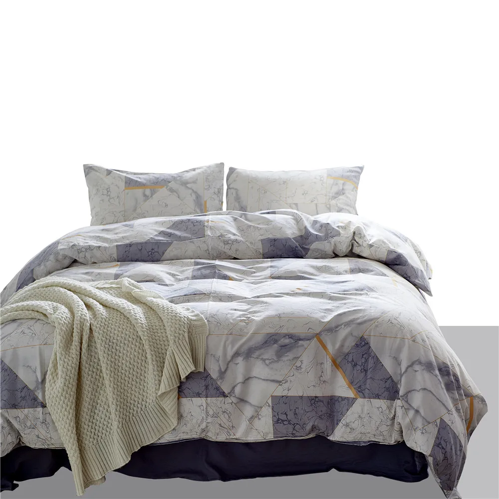 

Nordic Modern Style Cotton 2/3Pcs Home Textile Bedding Sets Duvet Cover Pillowcase Linen USA UK Single Double Twin Queen King