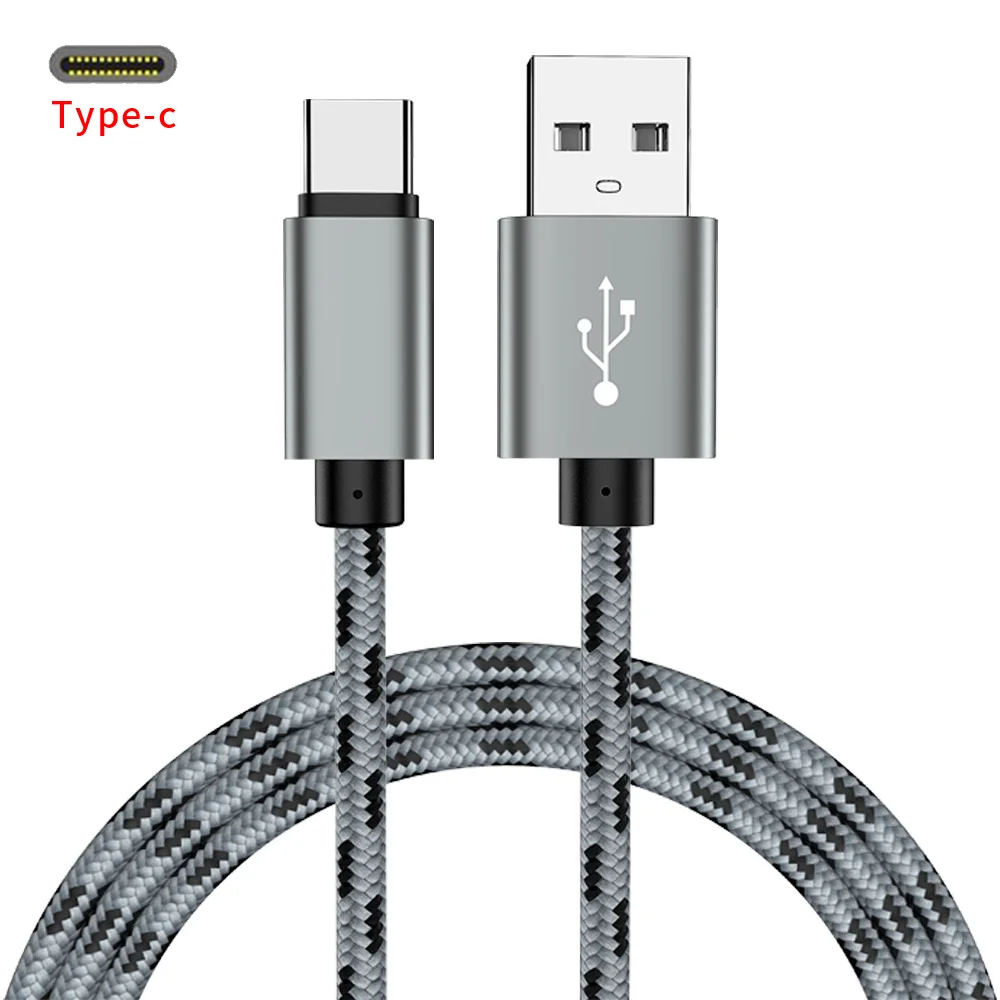 Серый CXV 2.4A USBC USB кабель для передачи данных для huawei samsung One plue Быстрая зарядка телефонный провод USB C type-C кабели для Xiaomi Mi8 - Цвет: Серый