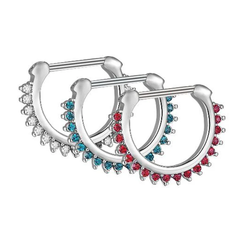 

1.2*8mm Crystal Nose Ring Jewelry Men Women Trendy Septum and Nose Piercing Zircon Nose Hoop Rings Body Piercing Men Jewelry