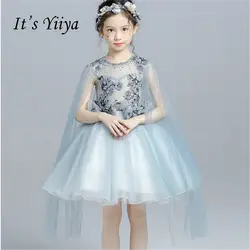 Это yiiya круглым вырезом Иллюзия молния шаль качество оборками ребенок ткань детские для девочек в цветочек платья для вечерние свадебное