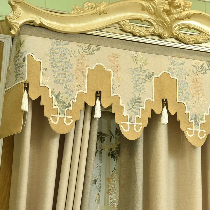 Европейская Вышивка Роскошный 4D жаккард Высокая затенение гостиная спальня кашемир французский окно роскошная вилла вуаль занавес