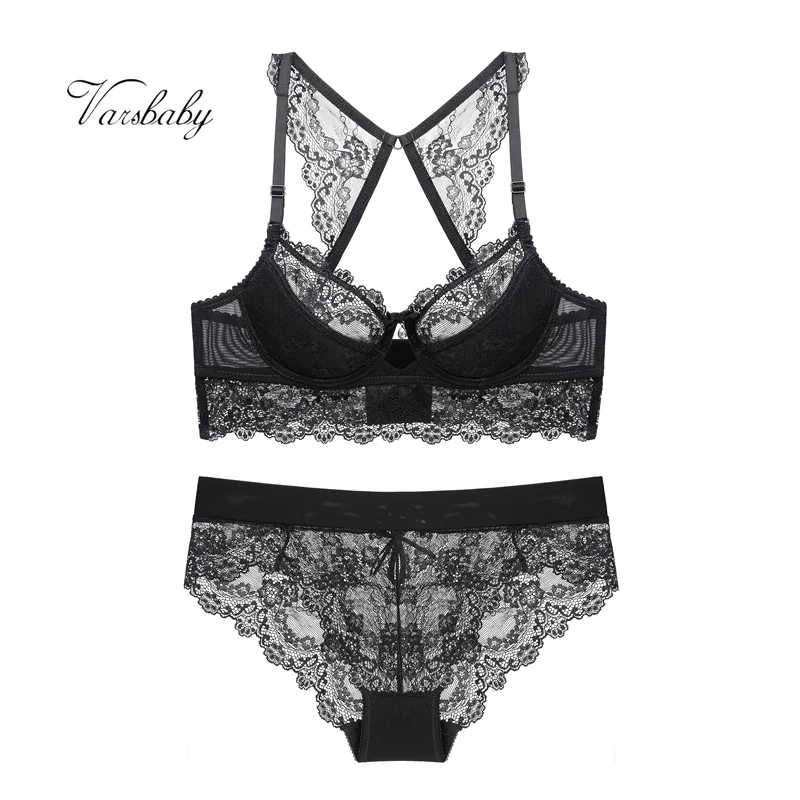 Beste Varsbaby sexy push up ondergoed bloemen kanten beha set 1 bh + 1panty + 1 Y lijn bandjes 3pcs