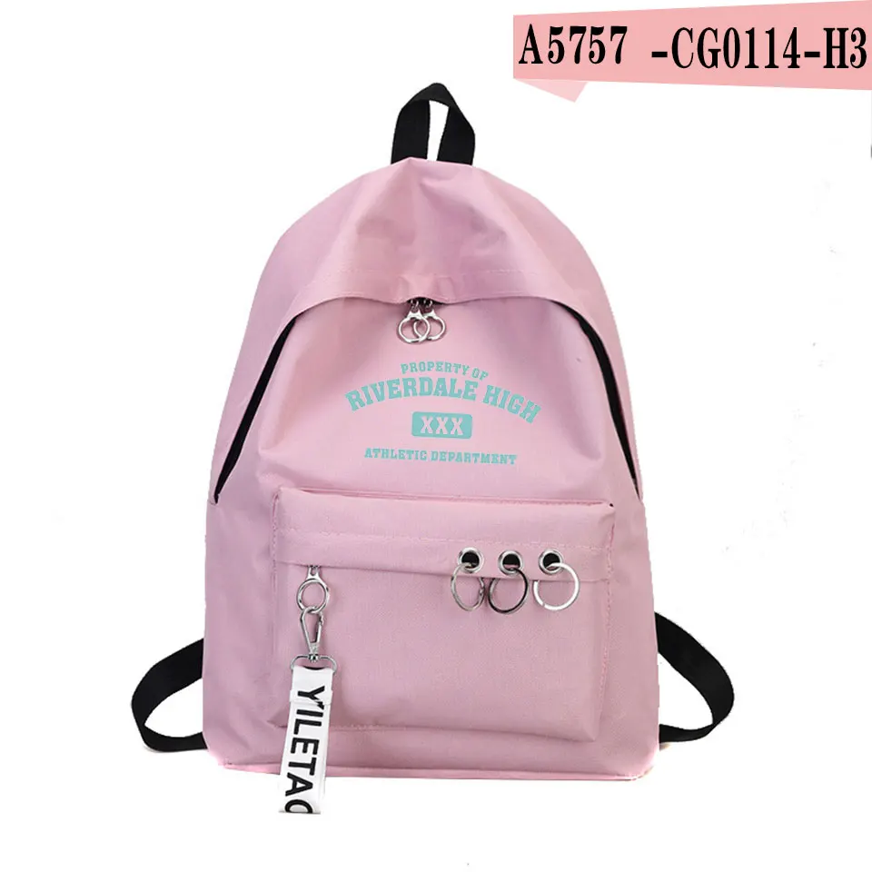 Pink Frdun, рюкзак, для женщин, хип-хоп, Harajuku, холст, для школы, ТВ шоу, ривердейл, дорожная сумка, рюкзак, кольцо для ключей, женская сумка - Цвет: Pink