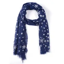 Модные Для женщин серебряная снежинка зимние осенние шарфы платок звезды печати обертывания шею Снуд шарф