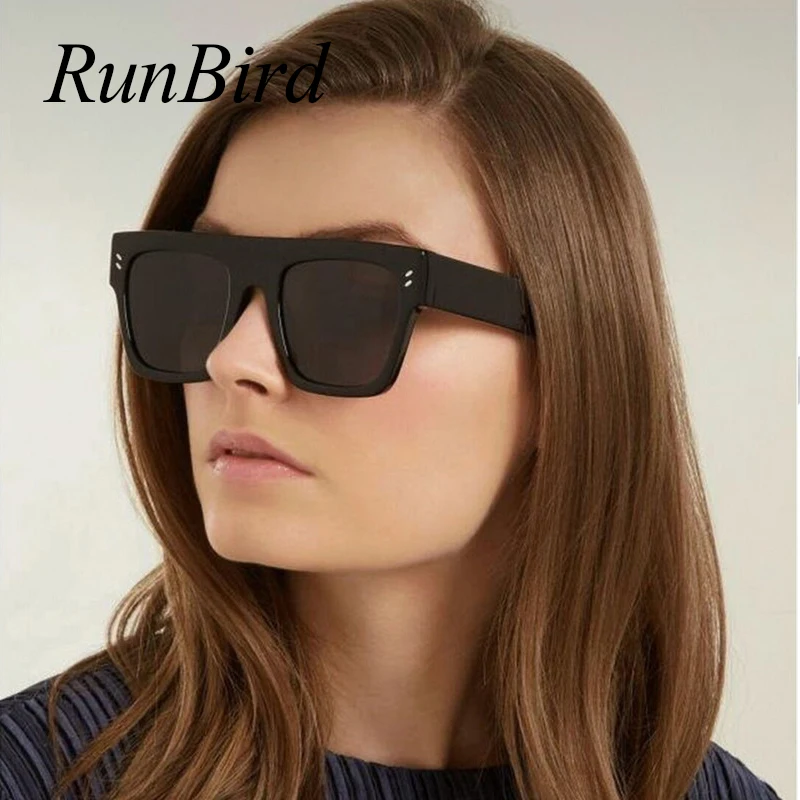 RunBird модные негабаритные Квадратные Солнцезащитные очки для женщин модные градиентные оттенки мужские винтажные очки 5370R