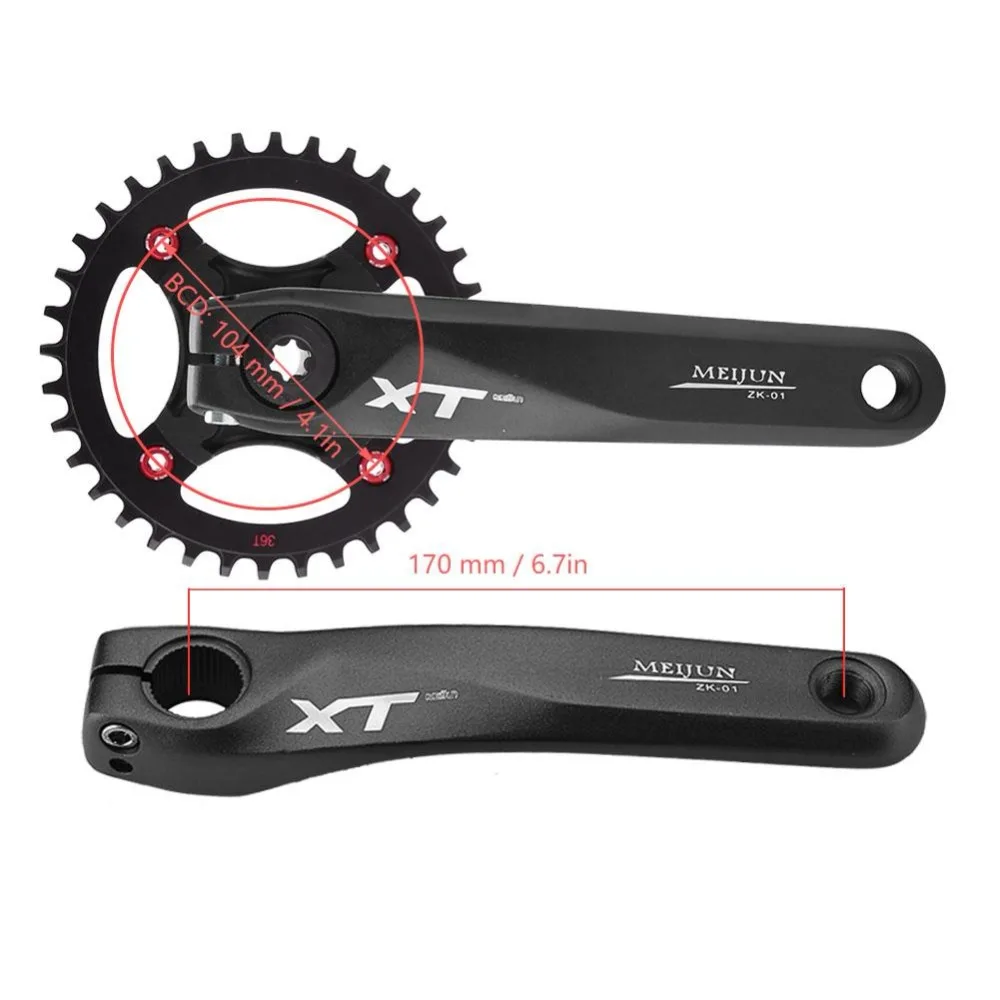 MEIJUN BCD104mm велосипед Crankset 170 мм велосипед шатуна велосипед шатуны неотъемлемой одной Скорость Звездочка 36 т велосипед аксессуар