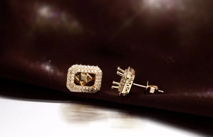 Caimao с полукреплением Изумрудное кольцо настройки& 0.45ct АЛМАЗ 14k желтого золота драгоценных камней украшения для помолвки
