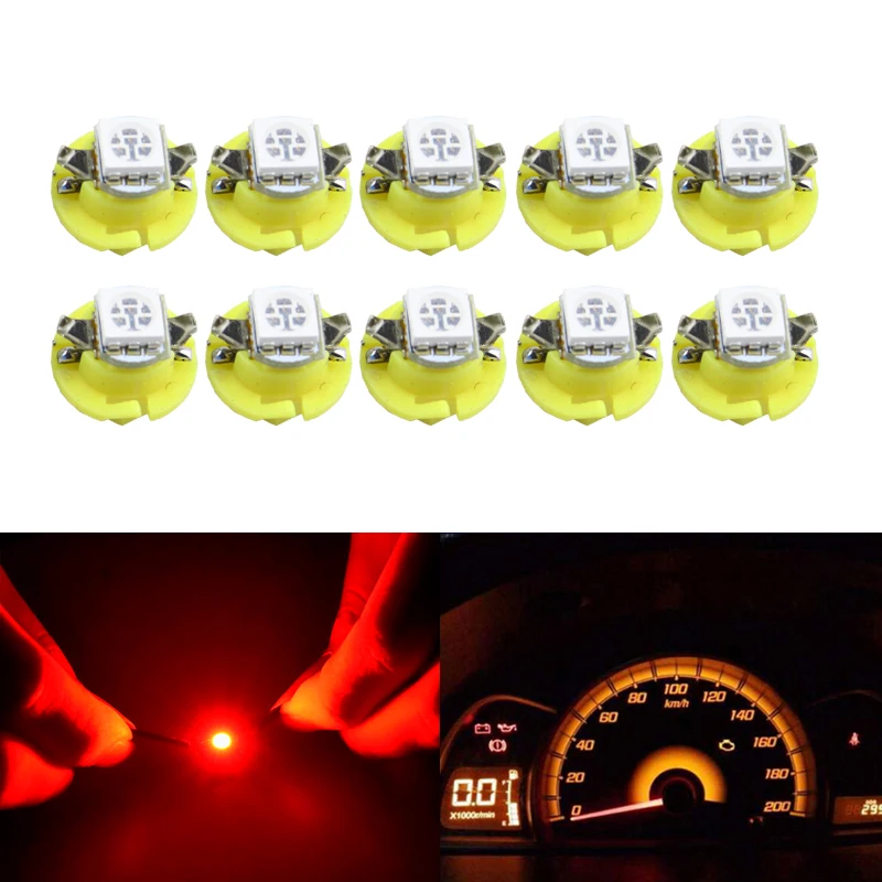 

10PCs Led Car B8.4 T5 Led Dashboard B8.4D BX8.4D Instrument Panel Indicator Lamp Replacement Bulbs Car-Styling Yellow Bulb
