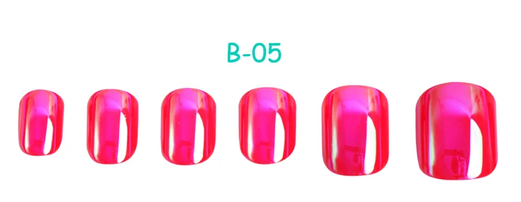 Fengshangmei зеркальные ногти искусственные поддельные ногти металлические отражающие накладные ногти с клеем - Цвет: B05