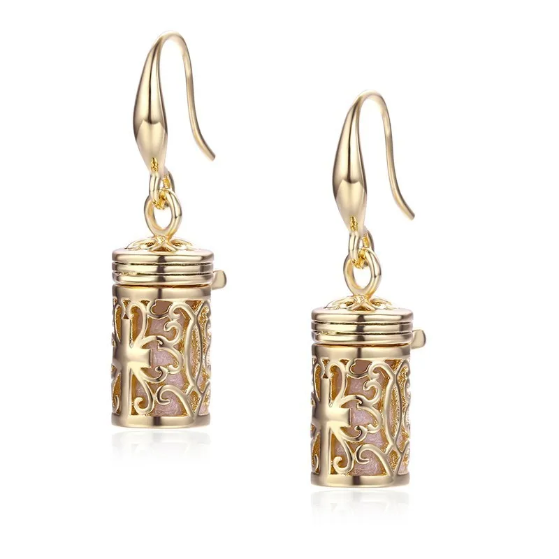 Gold Earrings Выдалбливают Filligree крест флакон духов эфирное масло подвески-диффузоры ожерелье для женщин девушек Pingente Золото Цвет ювелирные изделия - Окраска металла: Gold Earrings